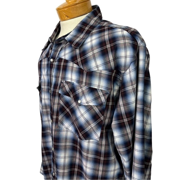 Bit & Bridle Men’s White Pearl Snap Western Shirt Sz 2X Multi  Color Plaid - Picture 4 of 12